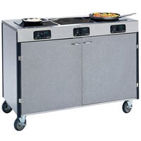 Lakeside 2080 Creation Express Mobile Stainless Steel Cooking Cart with 3 Induction Burners and No Exhaust Filtration - 22 inch x 48 inch x 35 1/2 inch