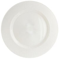 The Jay Companies 1470344 13 3/8 inch Round Sunray Pearl White Glass Charger Plate - 12/Pack