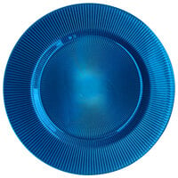 The Jay Companies 1470345 13 3/8 inch Round Sunray Cobalt Glass Charger Plate