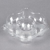InnoPak 4 Compartment Clear Hinged High Dome Cupcake Container - 225/Case
