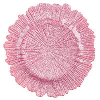 The Jay Companies 1470110-PK 13 inch Round Reef Pink Glass Charger Plate