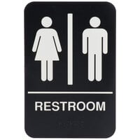 Black and White Unisex Restroom Sign with Braille 9" x 6"