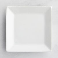 Acopa 4 inch Bright White Square Porcelain Plate - 12/Pack