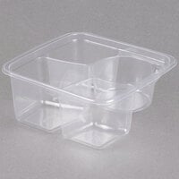 Fabri-Kal GS6-3W Greenware 3-Compartment Clear PLA Compostable Container - 300/Case