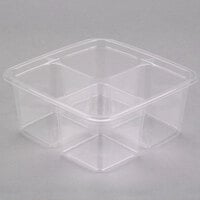 Fabri-Kal GS6-4 Greenware 4-Compartment Clear PLA Plastic Compostable Container - 300/Case