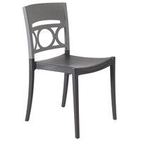 Grosfillex XA650579 / US650579 Moon Titanium Gray / Charcoal Indoor / Outdoor Stacking Chair - Pack of 4