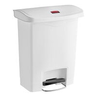 Rubbermaid 1883555 Slim Jim Resin White Rectangular Front Step-On Trash Can - 32 Qt. / 8 Gallon