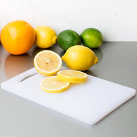 10 inch x 6 inch x 3/8 inch White Polyethylene Cutting Board