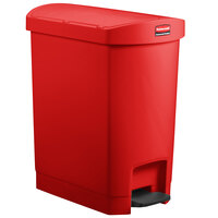 Rubbermaid 1883565 Slim Jim Resin Red Rectangular Step-On Trash Can with Rigid Plastic Liner - 32 Qt. / 8 Gallon