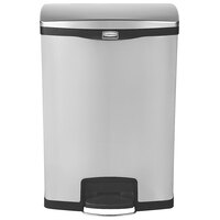 Rubbermaid 1902001 Slim Jim Stainless Steel Black Accent Front Step-On Rectangular Trash Can with Rigid Plastic Dual Liner - 96 Qt. / 24 Gallon