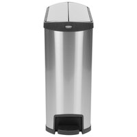 Rubbermaid 1902000 Slim Jim Stainless Steel Black Accent End Step-On Rectangular Trash Can with Single Rigid Plastic Liner - 96 Qt. / 24 Gallon