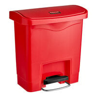 Rubbermaid 1883563 Slim Jim Resin Red Rectangular Front Step-On Trash Can - 16 Qt. / 4 Gallon