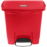 Rubbermaid 1883563 Slim Jim Resin Red Rectangular Front Step-On Trash Can - 16 Qt. / 4 Gallon