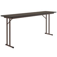 Correll 18" x 60" Walnut 3/4" High-Pressure Folding Seminar Table