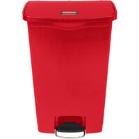 Rubbermaid 1883568 Slim Jim Resin Red Front Step-On Rectangular Trash Can - 72 Qt. / 18 Gallon
