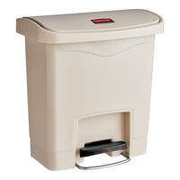 Rubbermaid 1883455 Slim Jim Resin Beige Rectangular Front Step-On Trash Can - 16 Qt. / 4 Gallon