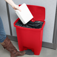 Rubbermaid 1883564 Slim Jim Resin Red Rectangular Front Step-On Trash Can - 32 Qt. / 8 Gallon