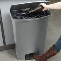 Rubbermaid 1883606 Streamline Resin Gray Front Step-On Rectangular Trash Can - 96 Qt. / 24 Gallon