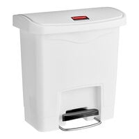 Rubbermaid 1883554 Slim Jim Resin White Rectangular Front Step-On Trash Can - 16 Qt. / 4 Gallon