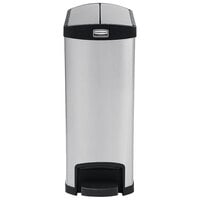 Rubbermaid 1901993 Slim Jim Stainless Steel Black Accent End Step-On Rectangular Trash Can with Single Rigid Plastic Liner - 52 Qt. / 13 Gallon