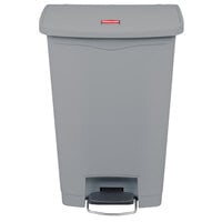 Rubbermaid 1883602 Streamline Resin Gray Front Step-On Rectangular Trash Can - 52 Qt. / 13 Gallon