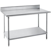 Advance Tabco SKG-245 24" x 60" 16 Gauge Super Saver Stainless Steel Commercial Work Table with Undershelf and 5" Backsplash