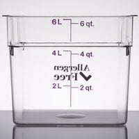 Cambro CamSquares® Classic 6 Qt. Allergen-Free Clear Square Polycarbonate Food Storage Container