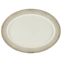 Thunder Group SD2118J Jazz 18" x 13 1/2" Oval Melamine Platter with Crackle-Finished Border