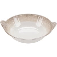 Thunder Group SD5612J Jazz 2 Qt. Round Melamine Bowl with Crackle-Finished Border with Side Handles - 12 1/2" x 3"