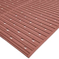 Cactus Mat 1631R-T3V Ni-Rib 3' x 60' Terra Cotta Perforated Nitrile Rubber Runner Mat Roll - 1/4 inch Thick