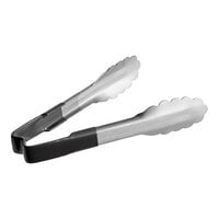 Vollrath 4780620 Jacob's Pride 6" Stainless Steel Scalloped Tongs with Black Coated Kool Touch® Handle