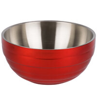 Vollrath 4658755 24 oz. Stainless Steel Double Wall Fire Engine Red Round Beehive Serving Bowl