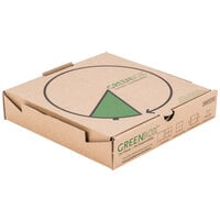 GreenBox 10 inch x 10 inch x 1 3/4 inch Corrugated Recycled Pizza Box with Built-In Plates and Storage Container - 50/Bundle