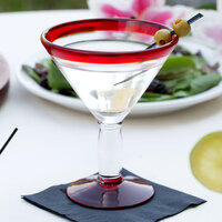 Libbey 92305R Aruba 10 oz. Martini Glass with Red Rim and Base - 12/Case