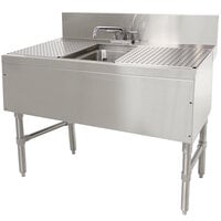 Advance Tabco PRB-24-31C 1 Compartment Prestige Series Underbar Sink with (2) 12 inch Drainboards and Deck Mount Faucet - 25 inch x 36 inch