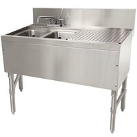 Advance Tabco PRB-24-32L 2 Compartment Prestige Series Underbar Sink with (1) 11" Drainboard and Deck Mount Faucet - 25" x 36"