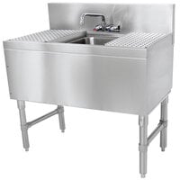 Advance Tabco PRB-19-31C 1 Compartment Prestige Series Underbar Sink with (2) 12 inch Drainboards and Splash Mount Faucet - 20 inch x 36 inch