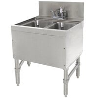 Advance Tabco PRB-24-22C 2 Compartment Prestige Series Underbar Sink with Deck Mount Faucet - 25 inch x 24 inch
