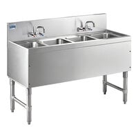 Advance Tabco PRB-19-44C 4 Compartment Prestige Series Underbar Sink with (2) Splash Mount Faucets - 20" x 48"