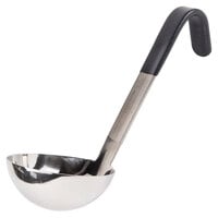 Vollrath 4970420 Jacob's Pride 4 oz. One-Piece Stainless Steel Ladle with Short Black Kool-Touch® Handle