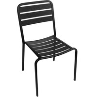 BFM Seating DV452BL Vista Outdoor / Indoor Stackable Black Aluminum Side Chair