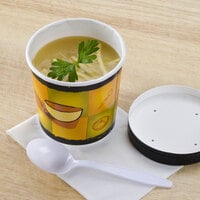 Huhtamaki 71851 Streetside Print 16 oz. Double Poly-Paper Soup / Hot Food Cup with Vented Paper Lid - 250/Case