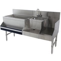 Advance Tabco PRU-19-60L-10 Prestige Series Stainless Steel Uni-Serv Speed Bar with 10-Circuit Cold Plate - 60" x 25" (Left Side Ice Bin)