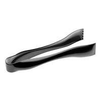 Visions 6" Black Disposable Plastic Tongs - 6/Pack