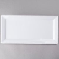 Elite Global Solutions Q2-V147-W Vogue 14 inch x 7 inch White Rectangular Melamine Serving Platter