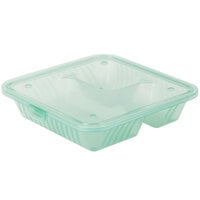 Reusable Takeout Container with 3-Compartments by Hubert® - Green  Translucent Plastic