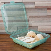GET EC-17 Eco-Takeouts 9 inch x 9 inch Jade Flat Top Customizable Single Entree Take Out Container - 12/Case