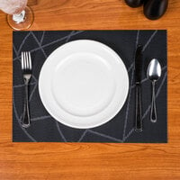 Snap Drape PMCHI720 Cityscape 16 inch x 12 inch Chico Dark Navy PVC Placemat - 12/Pack