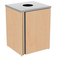 Lakeside 3410HRM Rectangular Stainless Steel Refuse Station with Top Access and Hard Rock Maple Laminate Finish - 26 1/2 inch x 23 1/4 inch x 34 1/2 inch