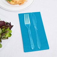 Creative Converting 953131 Turquoise Blue 3-Ply Guest Towel / Buffet Napkin - 192/Case